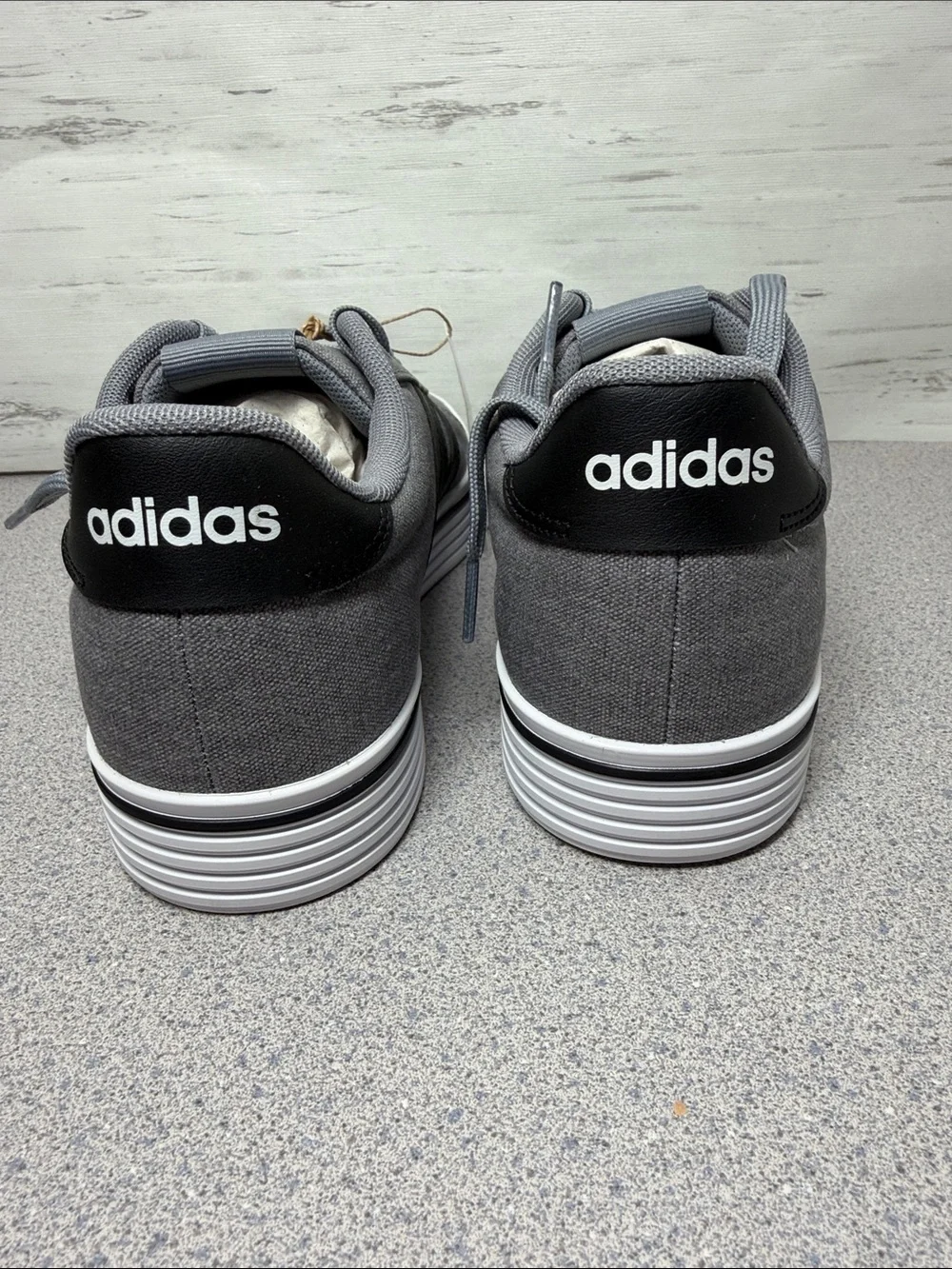 adidas Gray Low-Top Canvas Sneakers with Black Stripes
